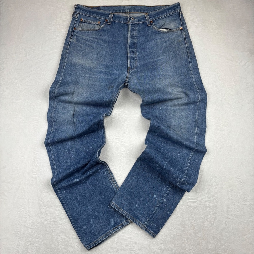Vintage Levis 501 Mens 38x34 USA Made Grunge Y2K Workwear Paint Splatter Denim